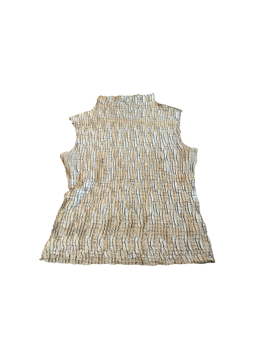 VTG Annie Alexander Champagne Gold Mock Neck Top 90s Minimalist Chic Casual